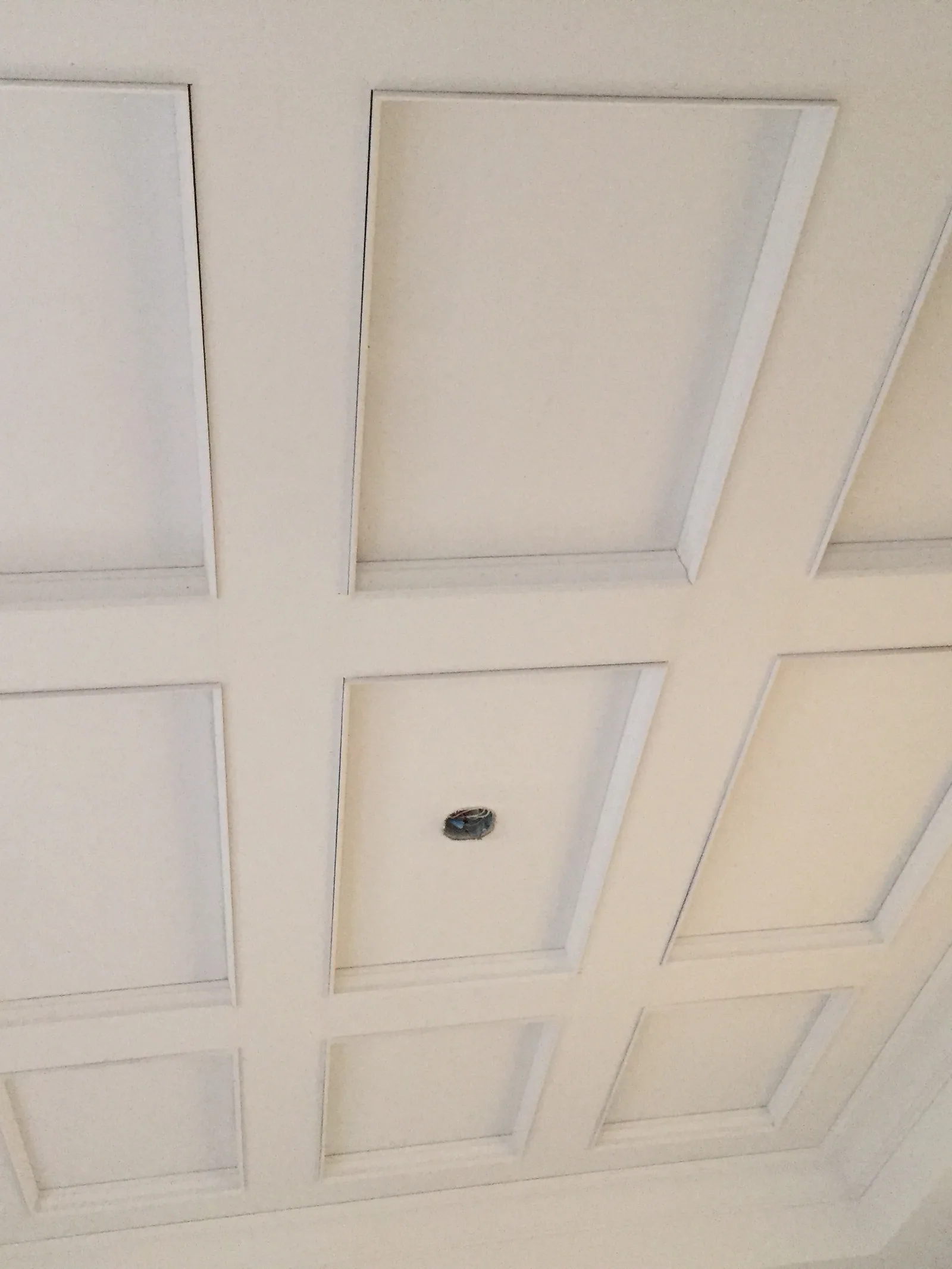 Coffered drywall ceiling with smooth finished panels